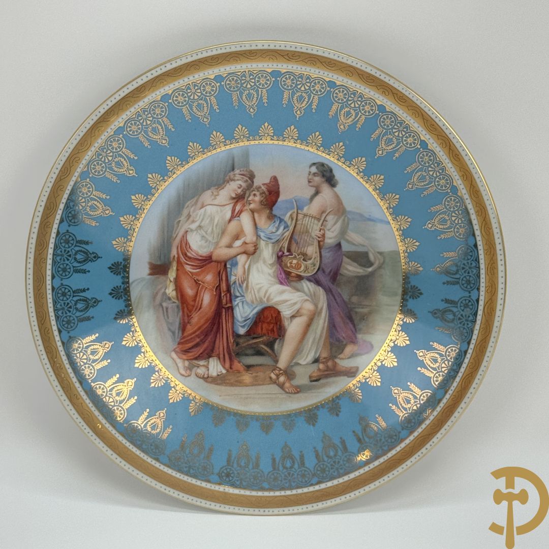 Weens porseleinen bord met musicerende dames, decor Carlsbad