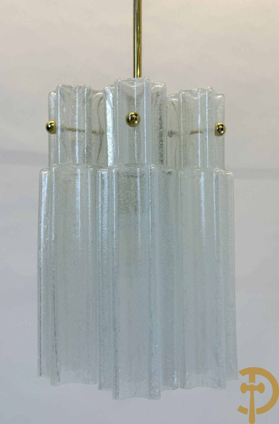Vintage Murano hall lamp met 6 matglazen hangers