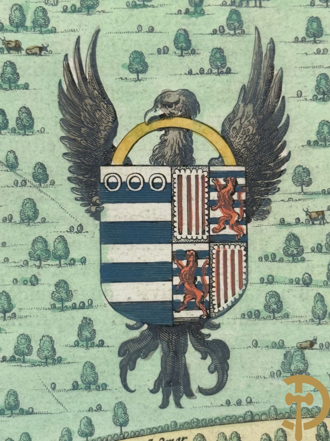 Oud ingekleurde kaart Blaue van Steenvoorde