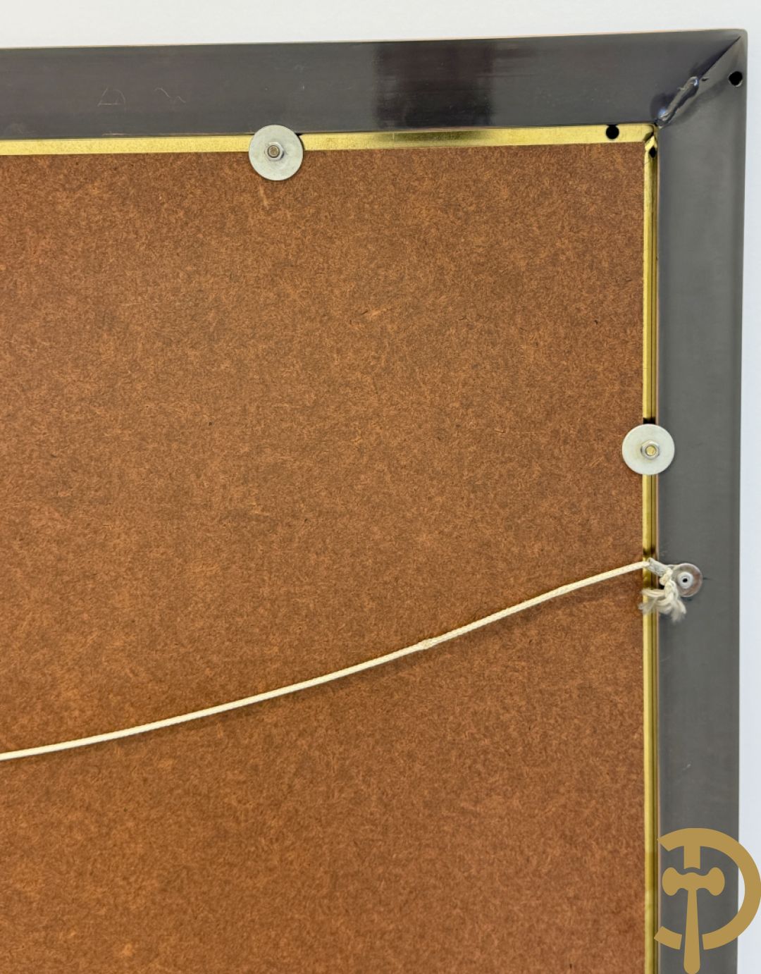 Tweekleurige koperen designspiegel met fumé glas, Belgochrome