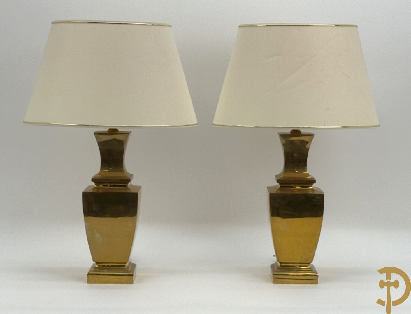 Paar koperen vintage lampadaires, jaren 