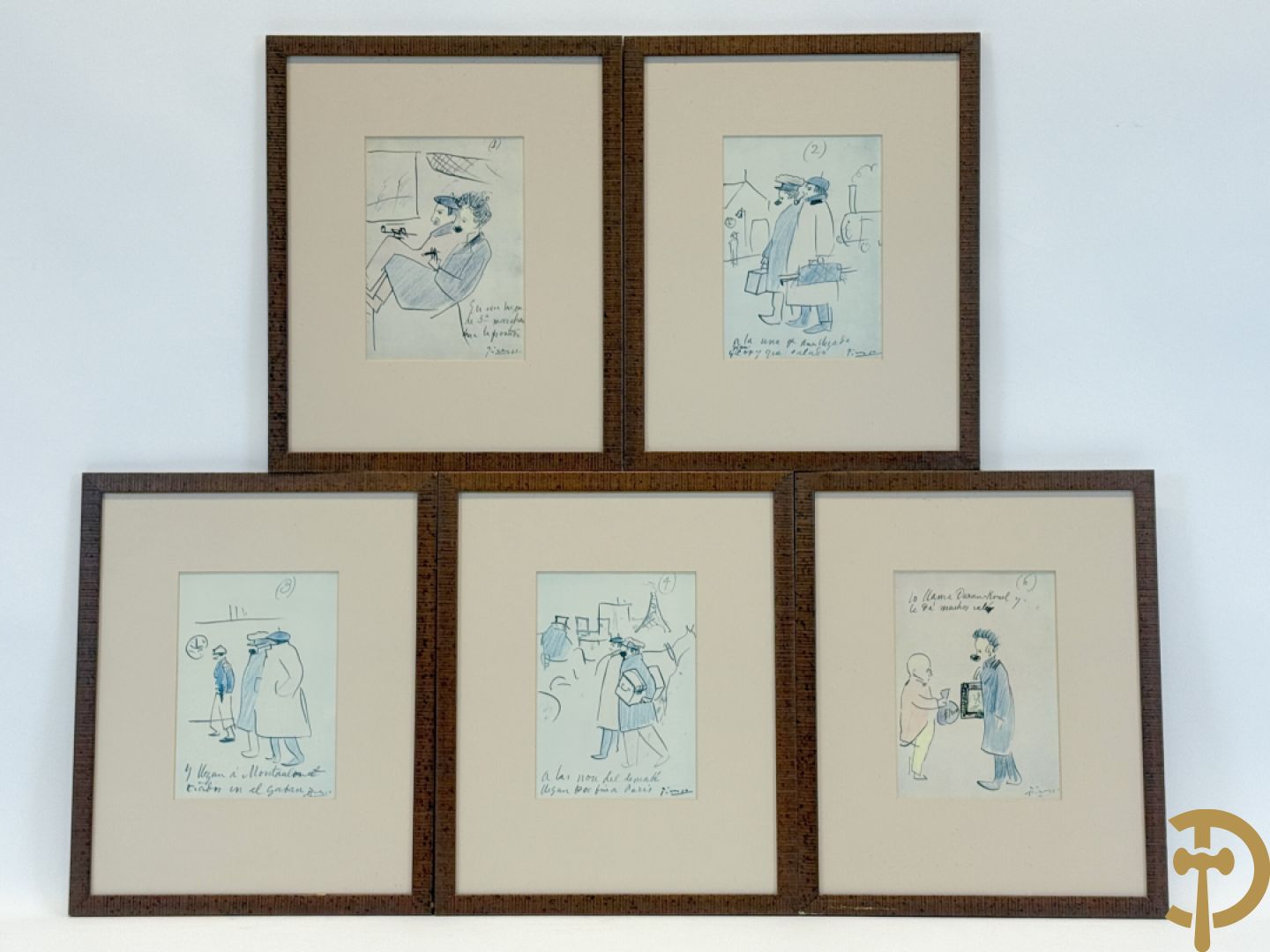 PICASSO (naar) Vijf ludieke prenten met personages - seriegrafieën