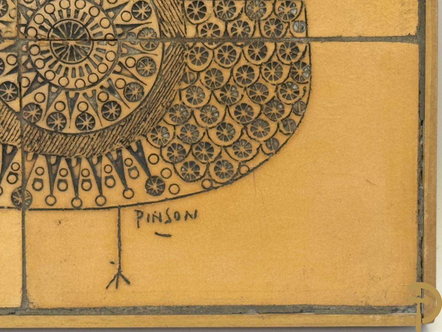 PINSON getekend (Charles-Emile) Paar vintage keramieken tabletten met surrealistisch gestyleerd vogeldecor