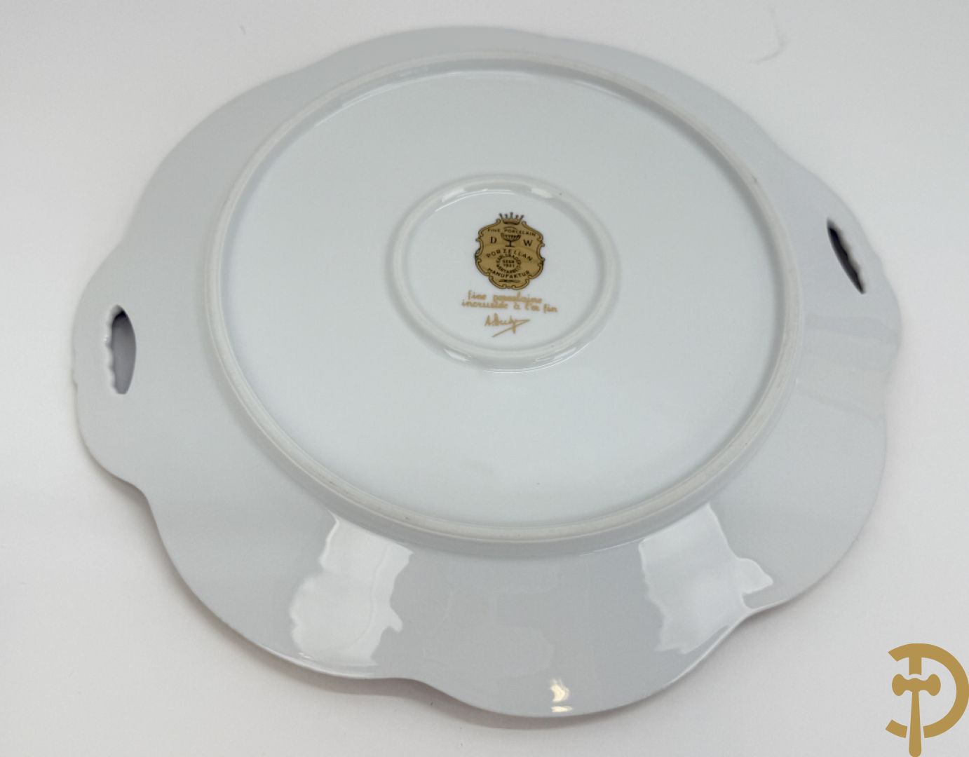 DW Porzellan coupe met schaal (2x), schotel + taartschep met schotel in doos, met verguld decor