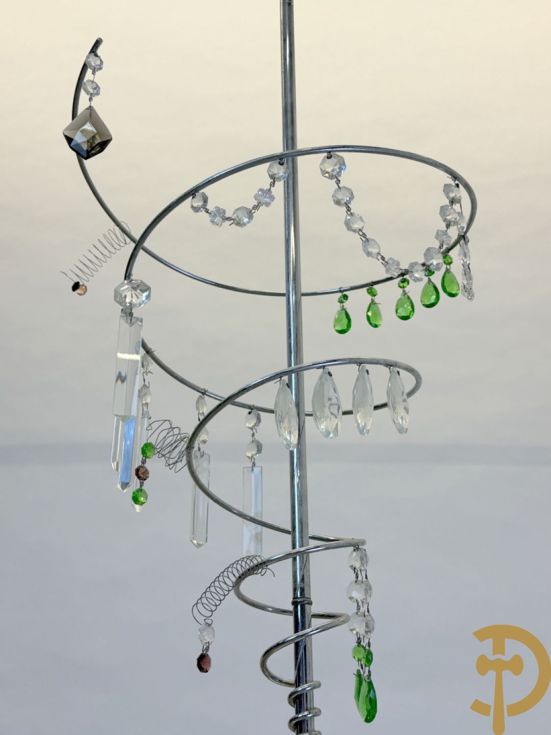 Vintage chromé luchter in spiraalvorm met bellen, Artemide gemerkt Milano Torno