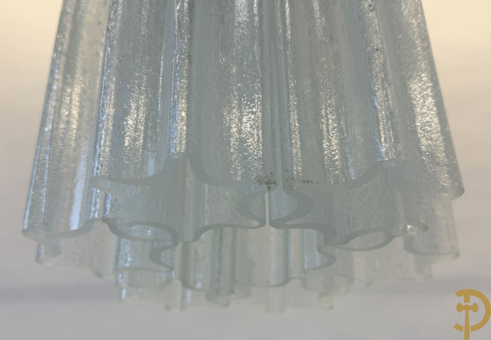 Vintage Murano hall lamp met 6 matglazen hangers