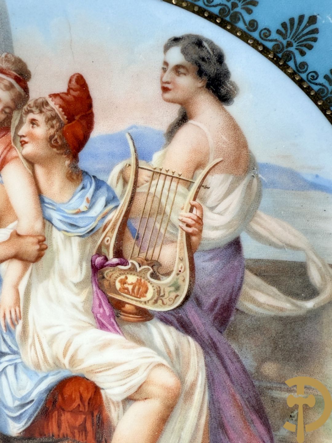 Weens porseleinen bord met musicerende dames, decor Carlsbad