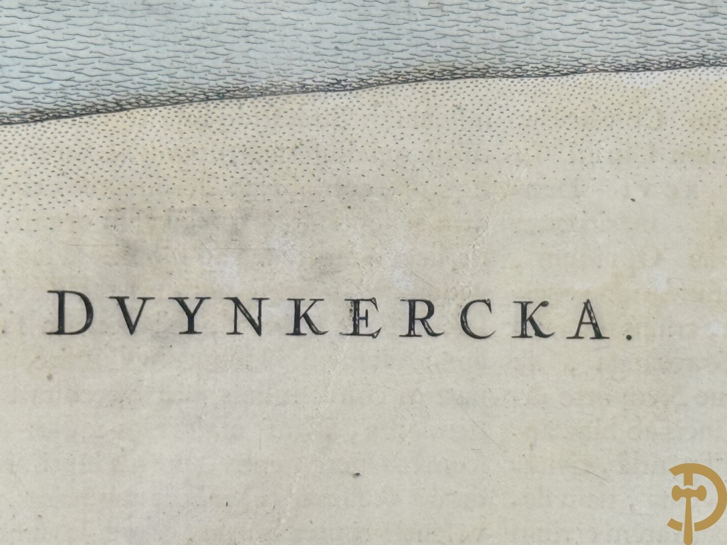 Oud fortificatieplan met zicht op Duynkercka, van Blaue