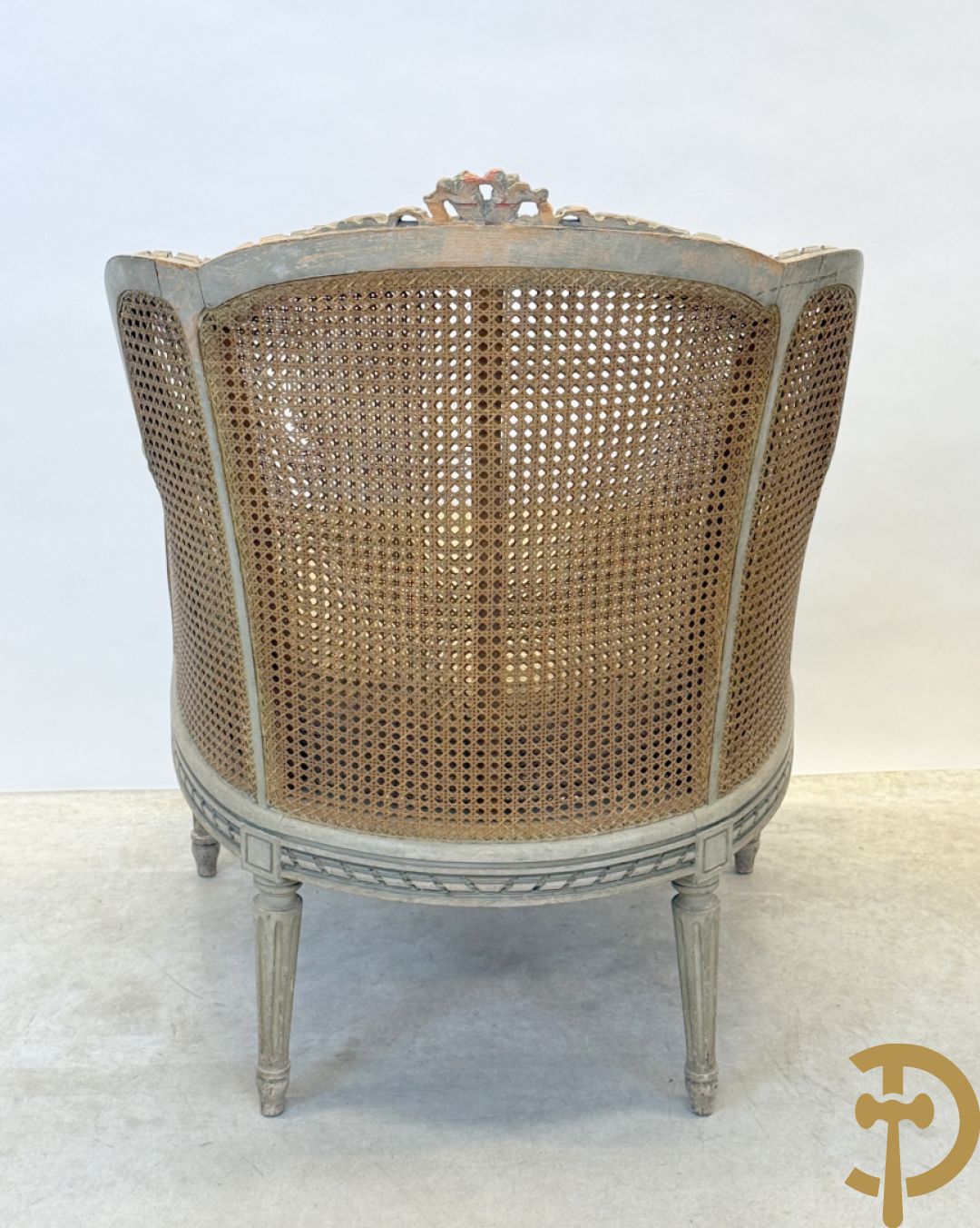 Louis XVI duchesse brisée met dubbele canage, gepatineerd, 19e