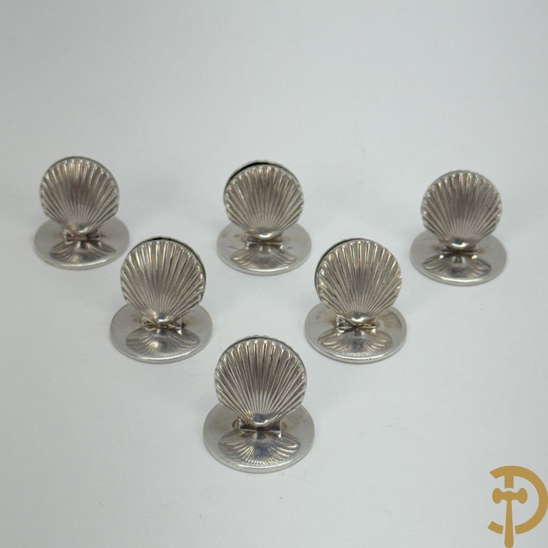 Zes naamhoudertjes in massief zilver, Sterling gemerkt, Tiffany en Co.