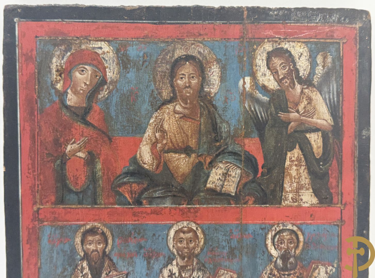 Russische ikoon met voorstelling van zes Heiligen