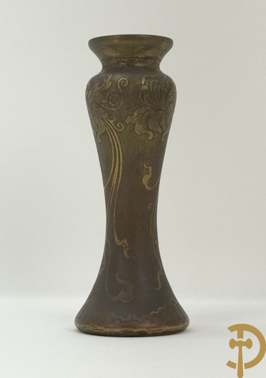 Blauwe kristallen Val-Saint-Lambert, gegalvaniseerd  met kopertechniek, ontwerper Leon Ledru, Art Nouveau rond 1900