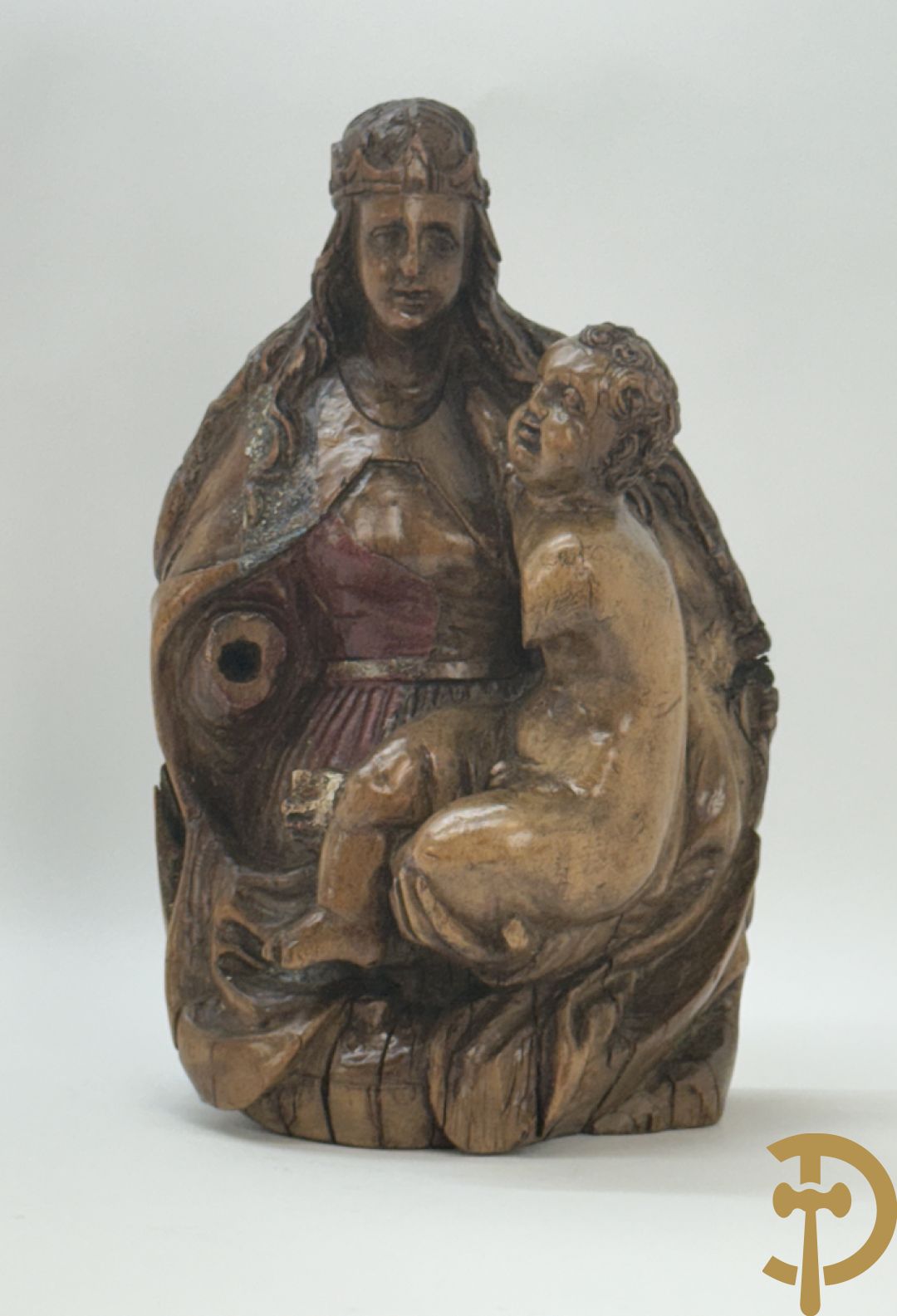 Houtsculptuur Madonna met kind