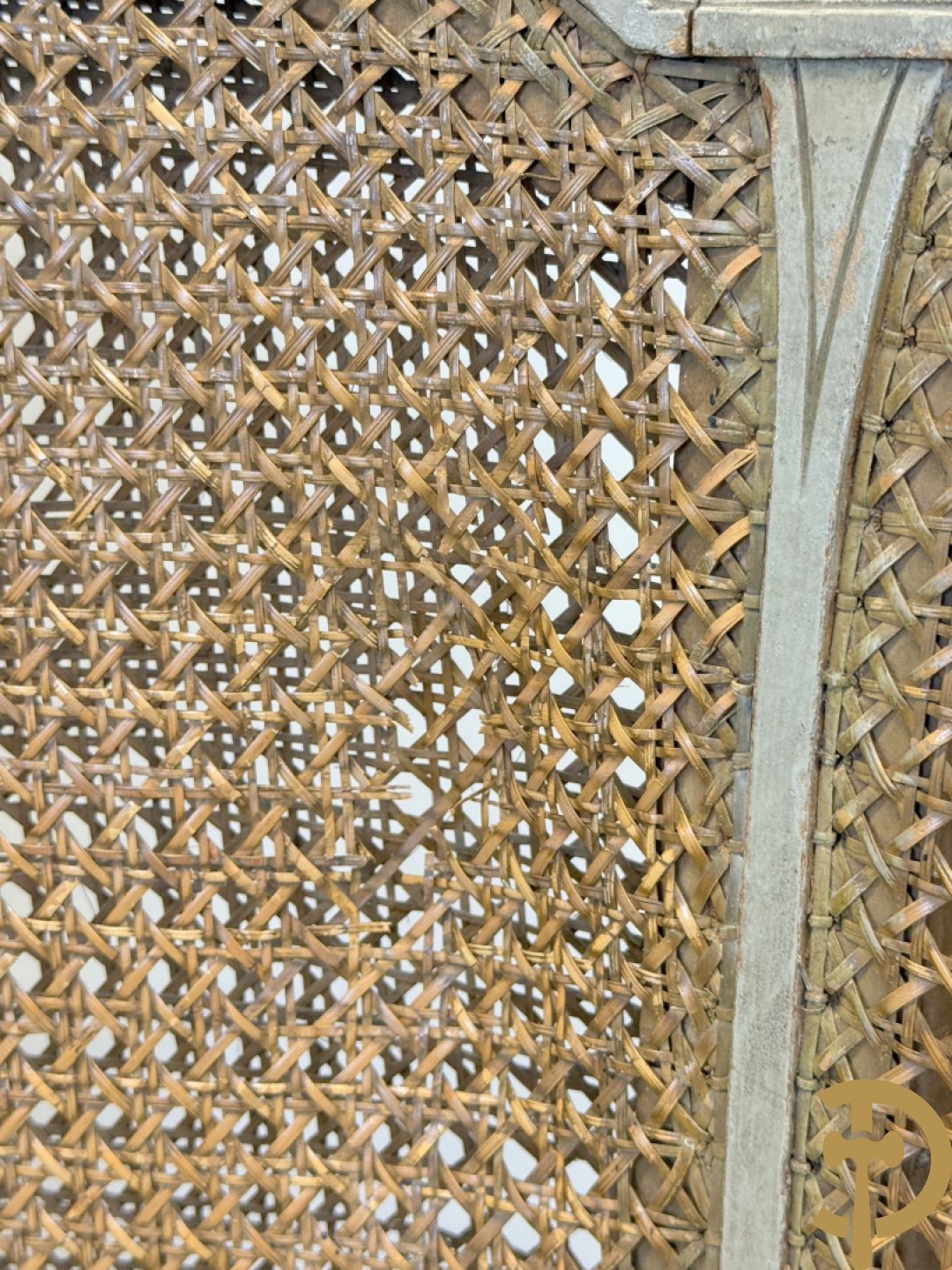 Louis XVI duchesse brisée met dubbele canage, gepatineerd, 19e