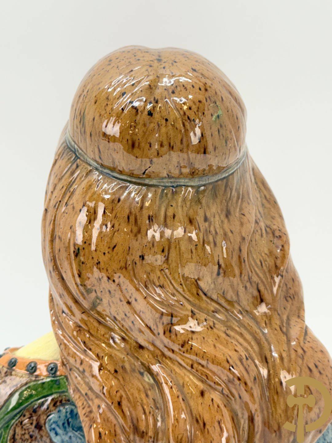 Vlaamse meerkleurige aardewerken Art Nouveau  buste Sint Cecilia