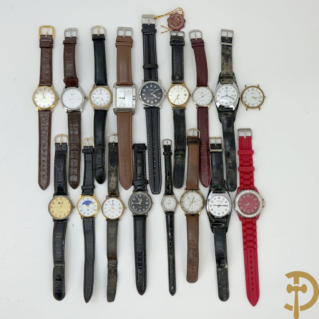 17 herenpolsbanduurwerken Tissot, Festina e.a.
