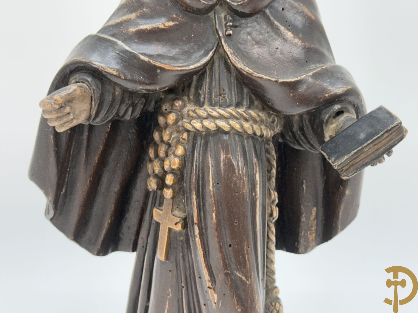 Gepolychromeerde Vlaamse houtsculptuur Sint-Antonius