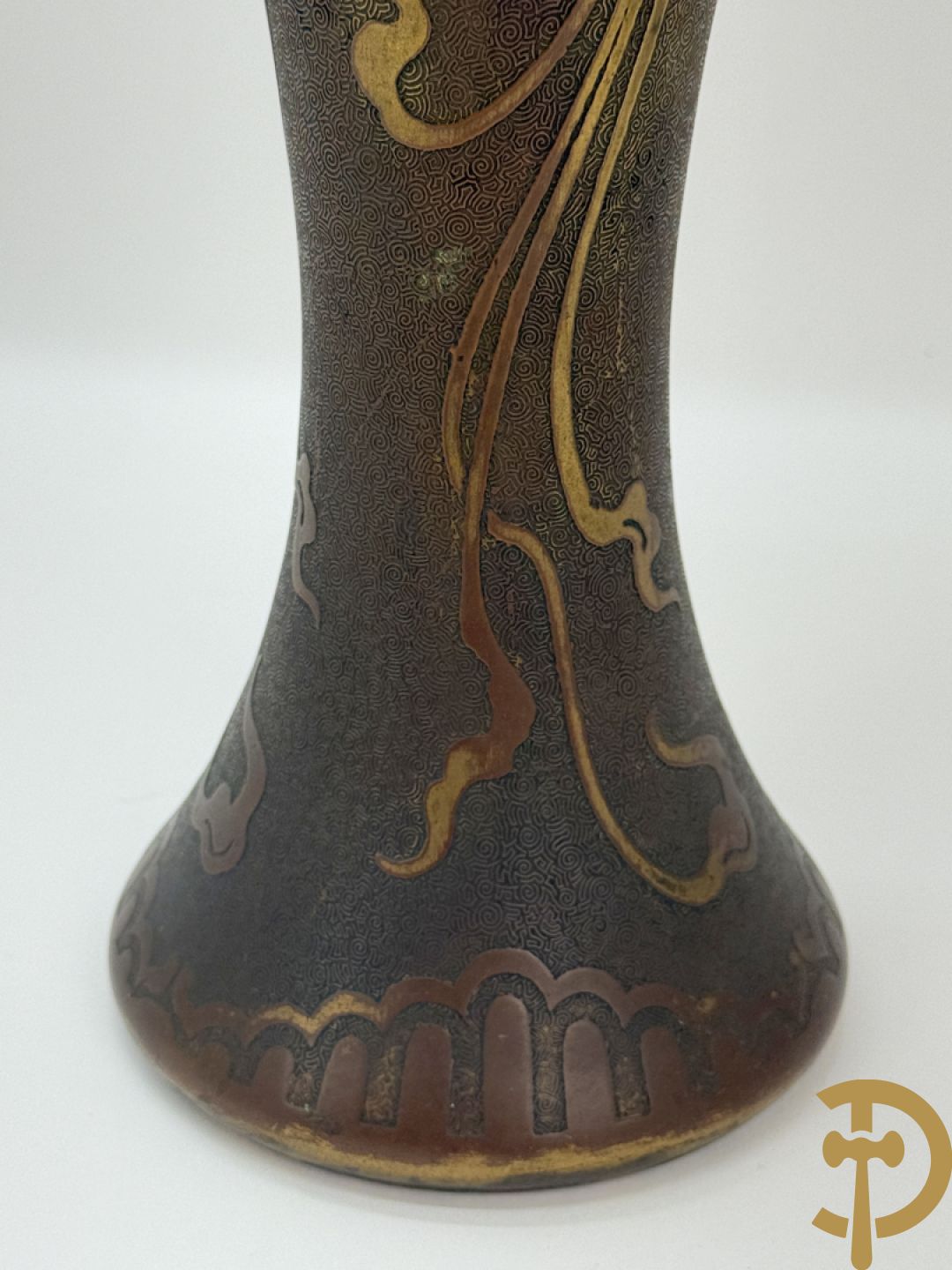 Blauwe kristallen Val-Saint-Lambert, gegalvaniseerd  met kopertechniek, ontwerper Leon Ledru, Art Nouveau rond 1900