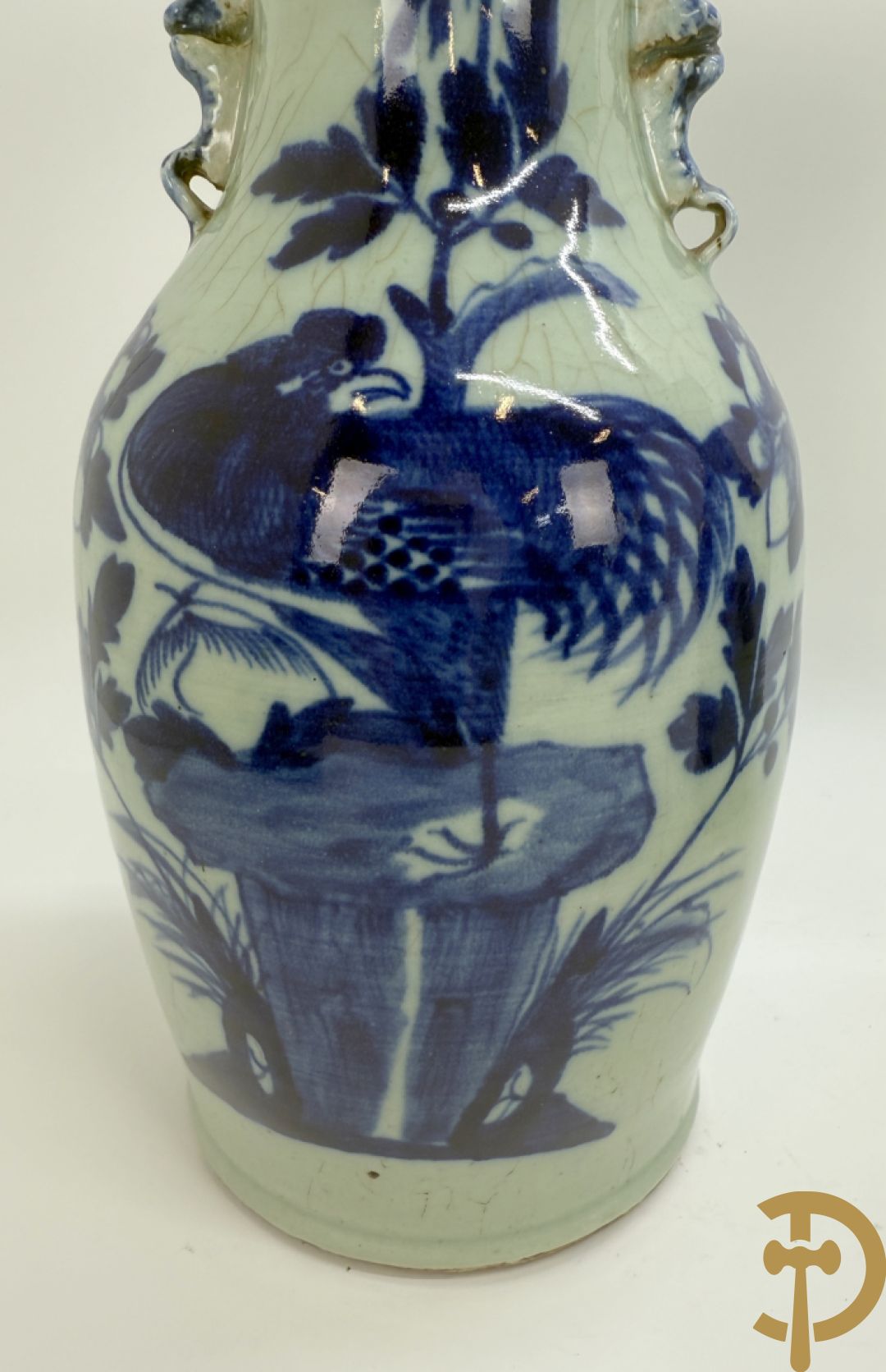Paar Chinese porseleinen blauw/wit vazen met bloemendecor