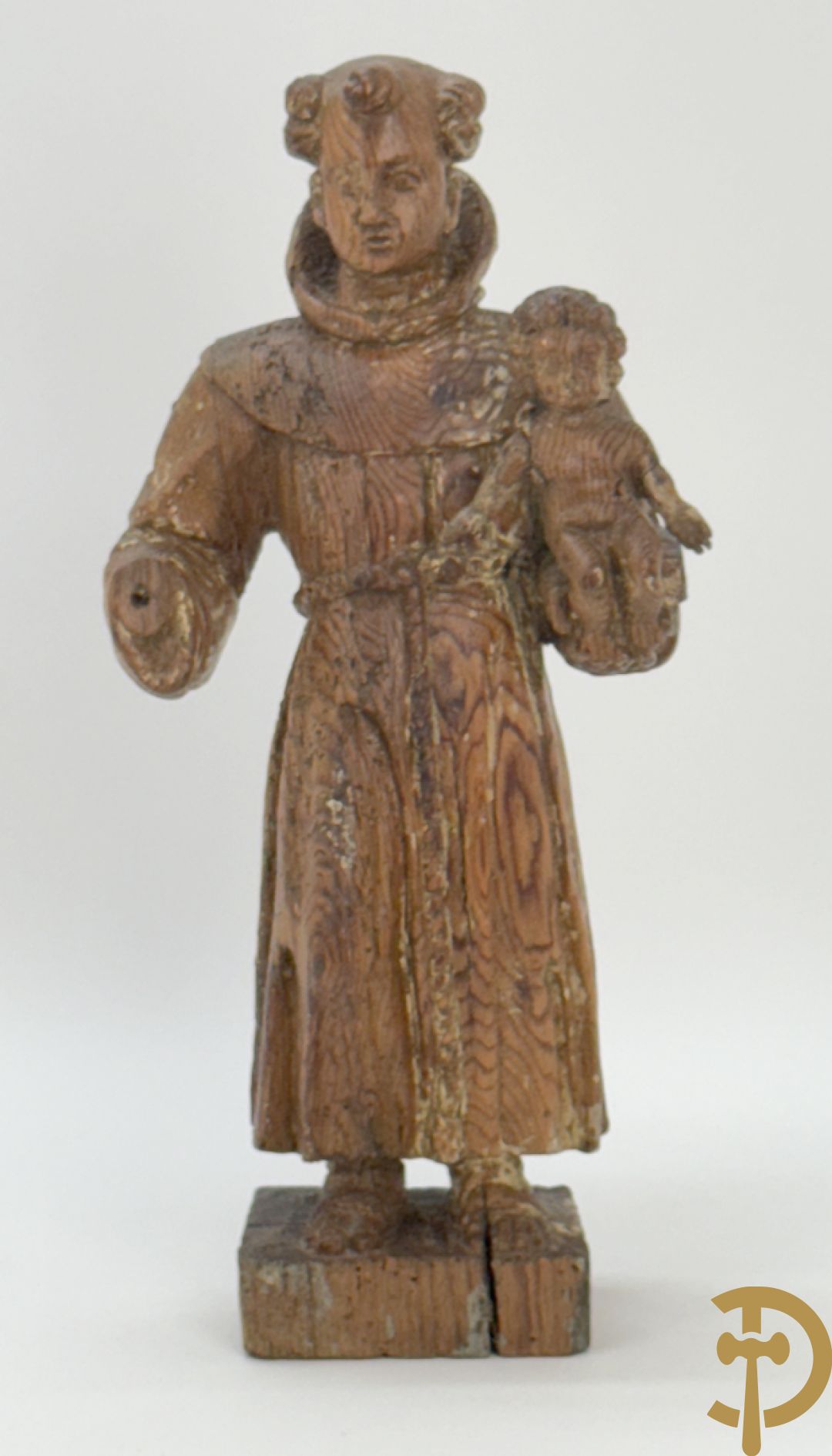 Houtsculptuur van een Heilige met kind