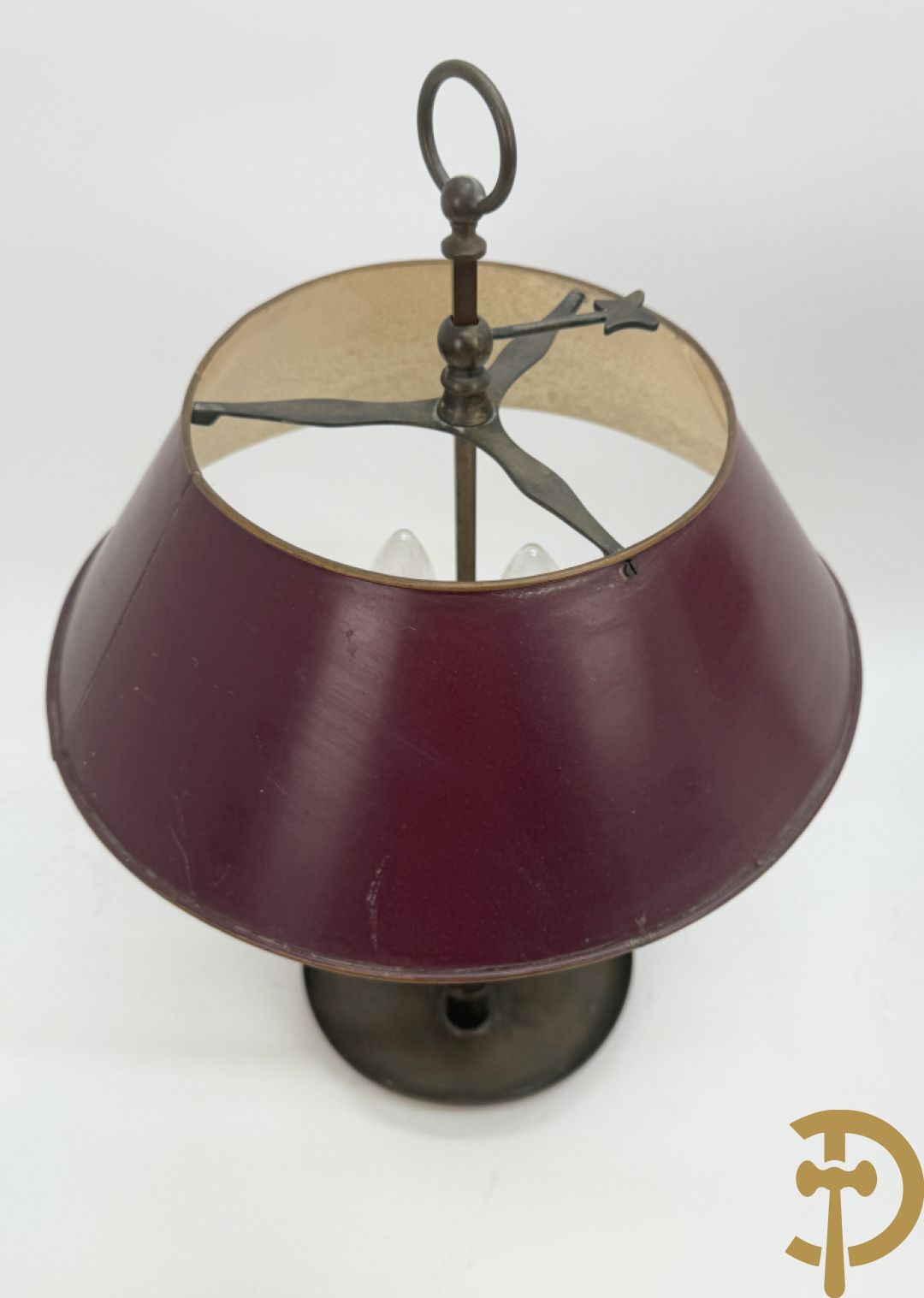 Twee lampes bouillotte in koper met 3 lichtpunten