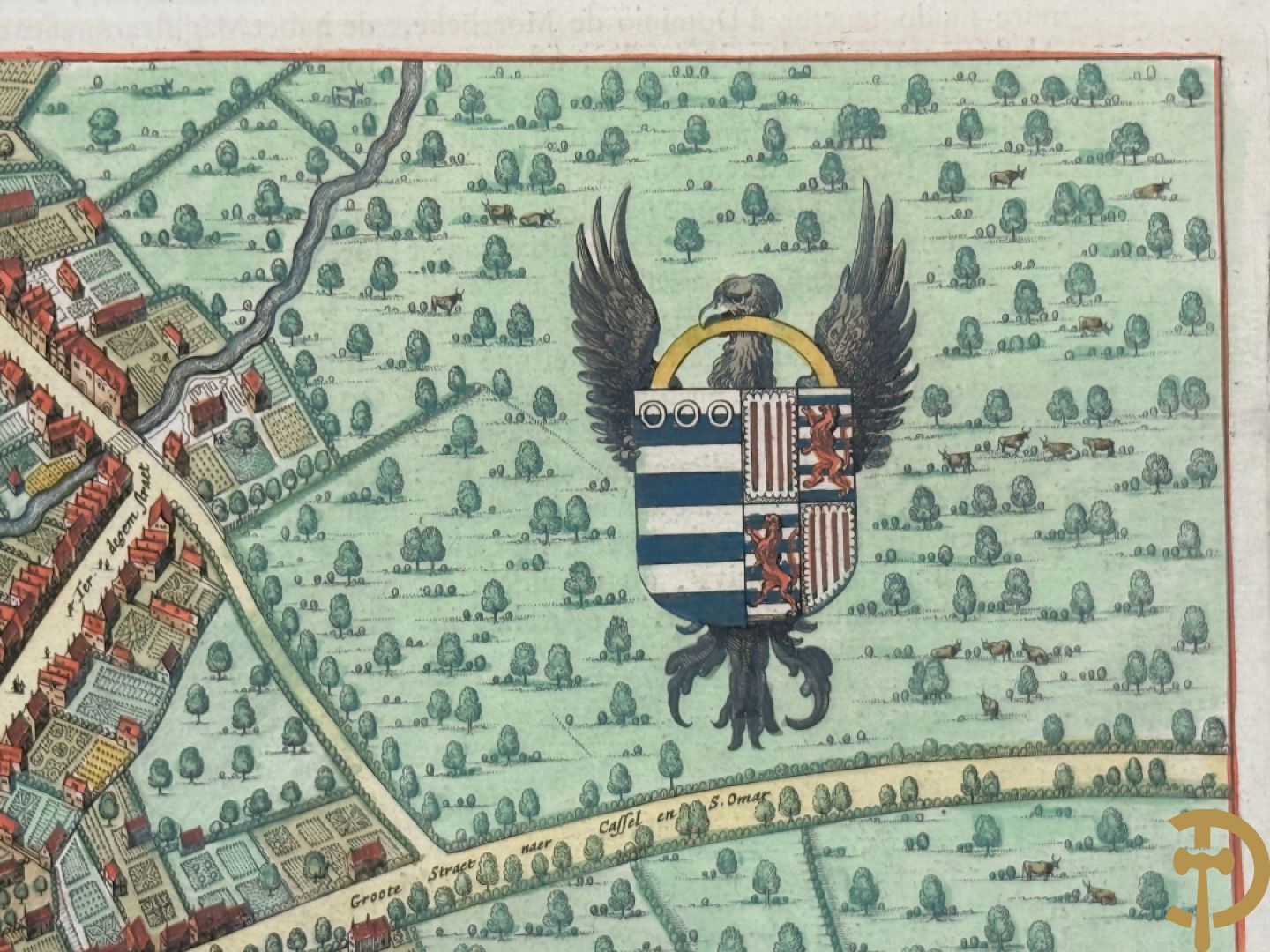 Oud ingekleurde kaart Blaue van Steenvoorde