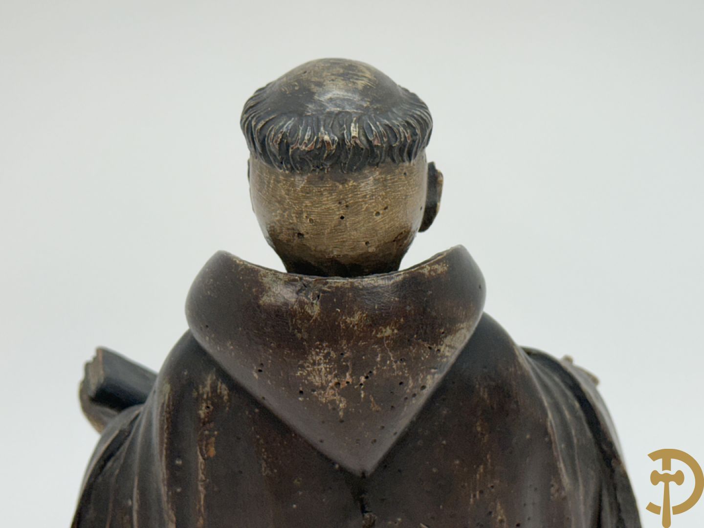 Gepolychromeerde Vlaamse houtsculptuur Sint-Antonius