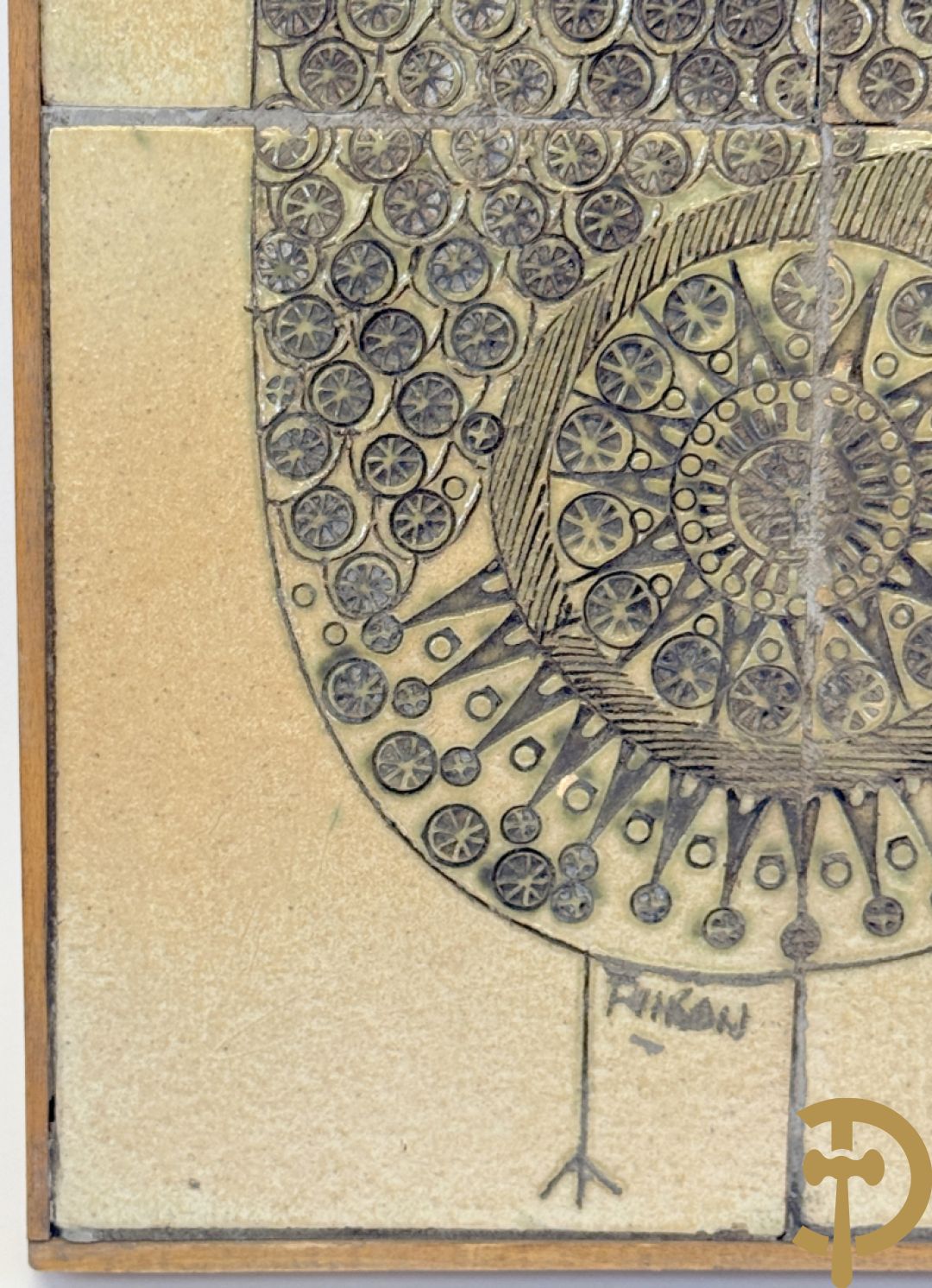 PINSON getekend (Charles-Emile) Paar vintage keramieken tabletten met surrealistisch gestyleerd vogeldecor