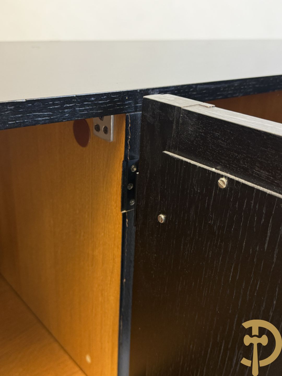 Zwartgelakte brutalistische vijfdeurs sideboard met ingewerkte lades, model Torino, ontwerper Frans Defour