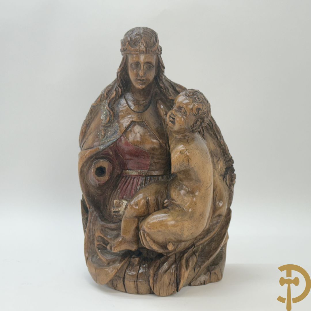Houtsculptuur Madonna met kind