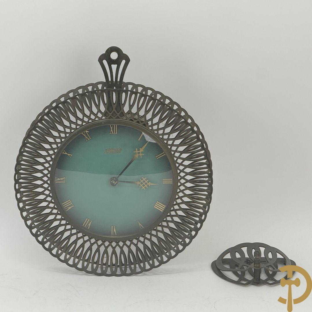 Vintage muurklok met groene fond, Atlanta Univers, jaren 