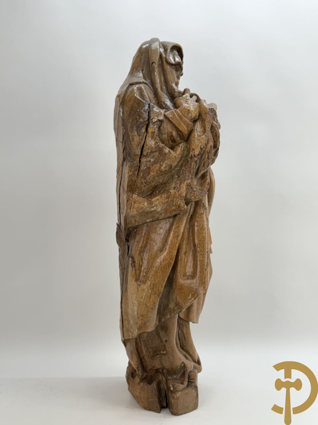 Houtgesculpteerd Mariabeeld, 18e