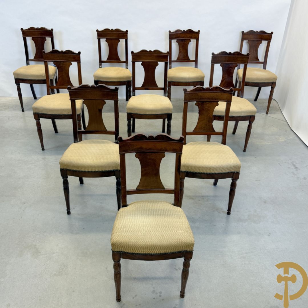 Tien mahoniehouten Charles X stoelen