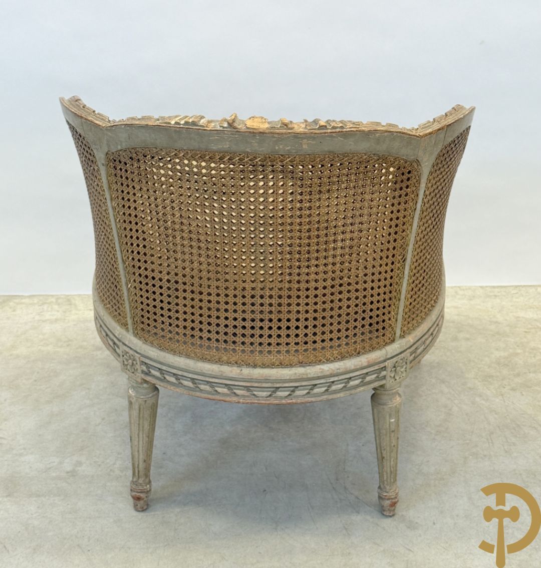 Louis XVI duchesse brisée met dubbele canage, gepatineerd, 19e