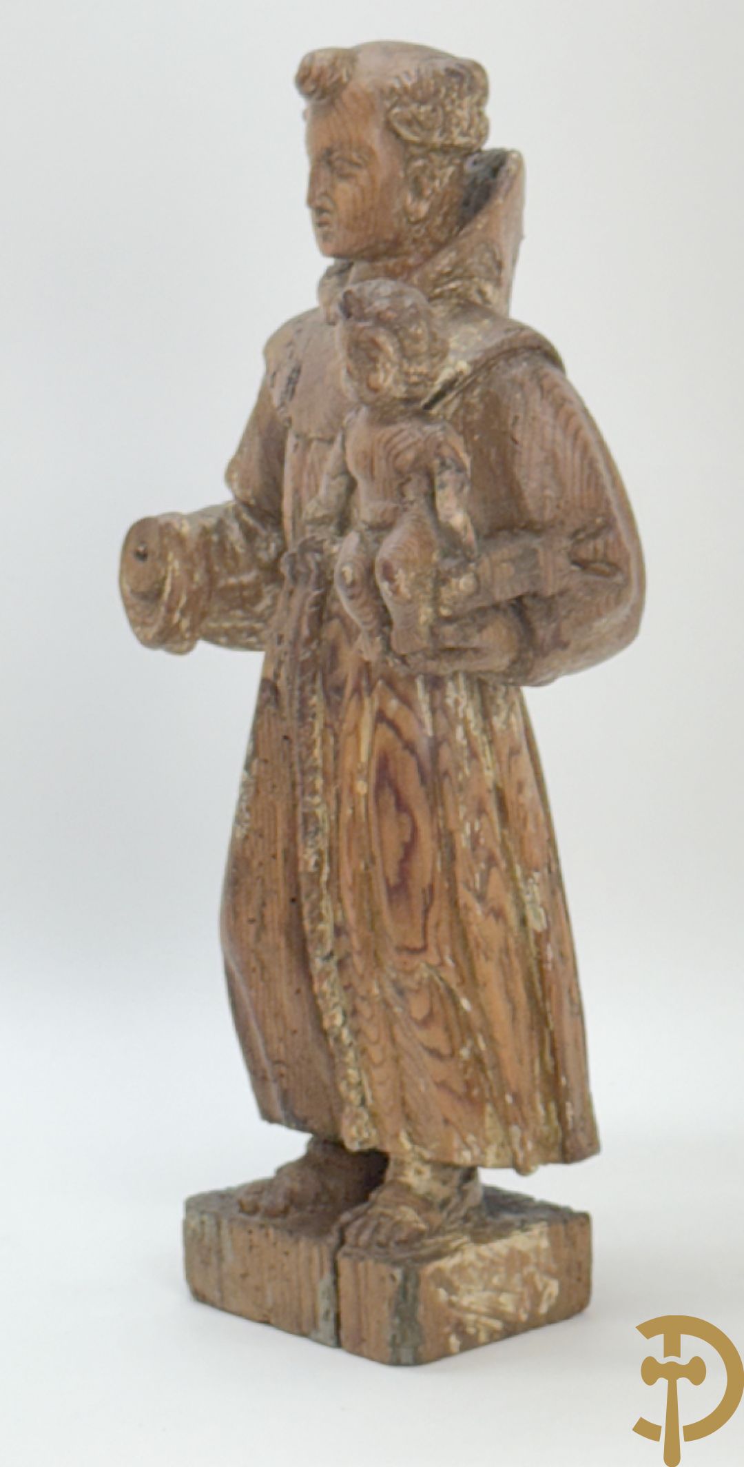 Houtsculptuur van een Heilige met kind