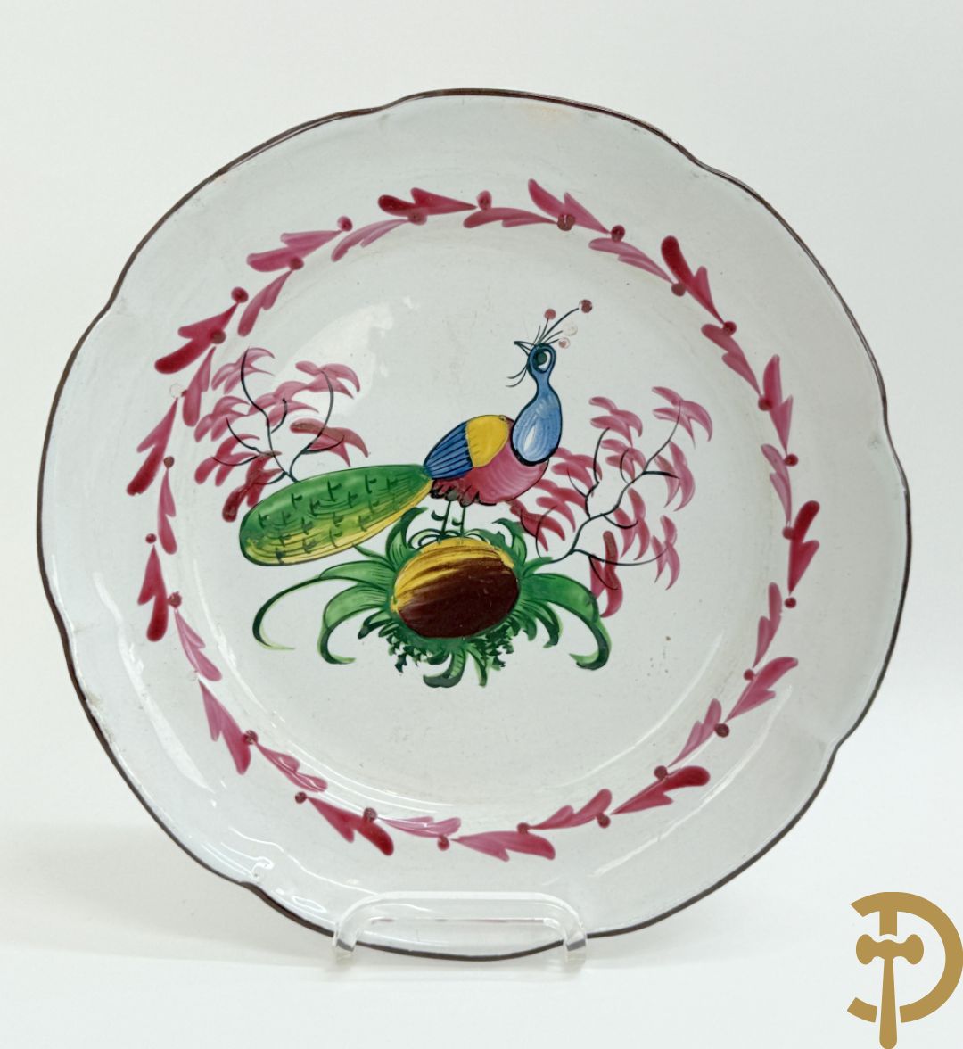 Franse borden w.o. Strassbourg met decor van luchtballon, vogel en Chinees figuurtje