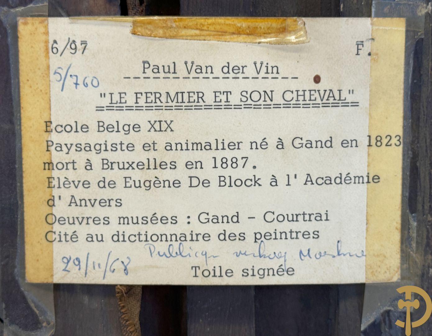 VAN DER VIN P. (van)  P.V.D. VIN getekend 