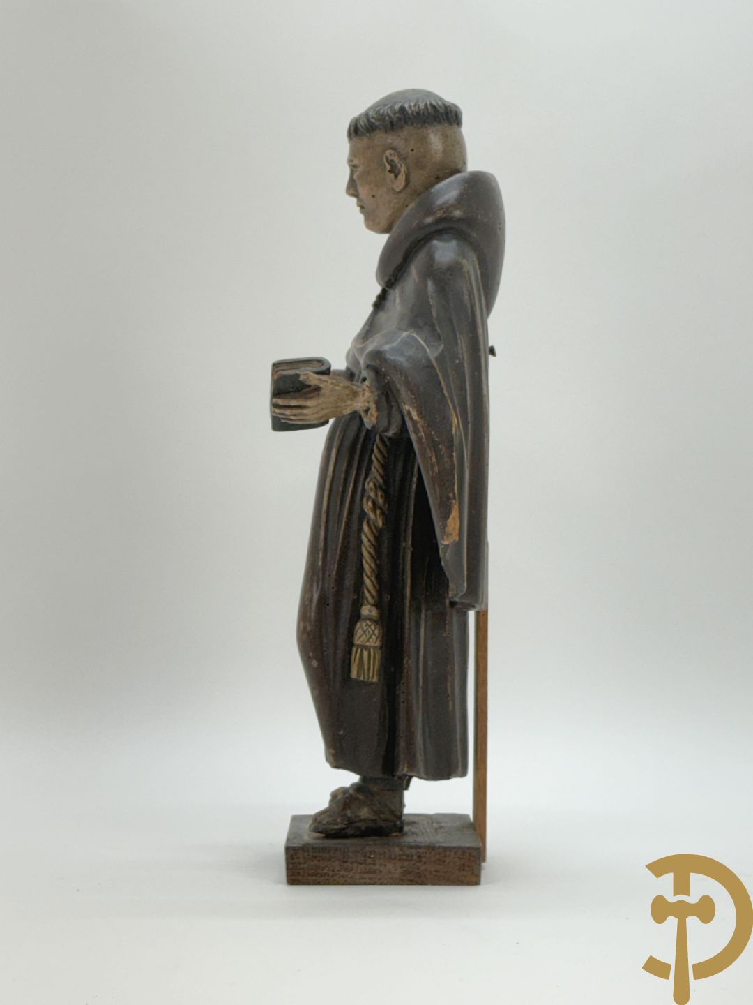 Gepolychromeerde Vlaamse houtsculptuur Sint-Antonius