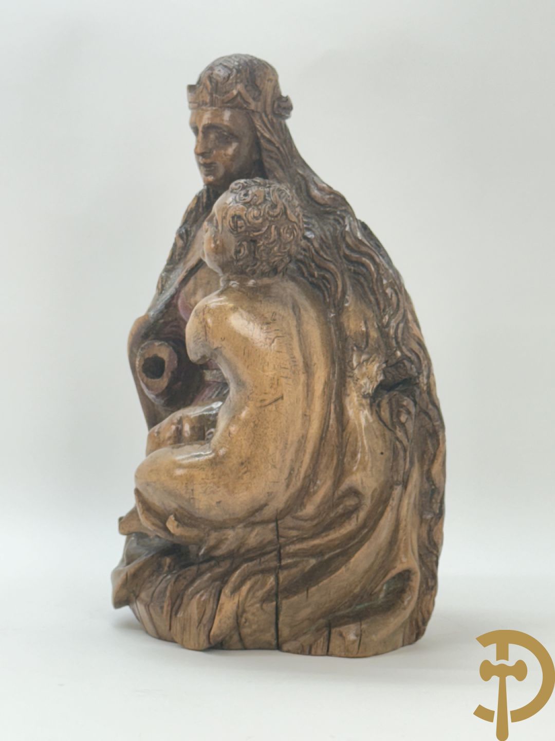 Houtsculptuur Madonna met kind