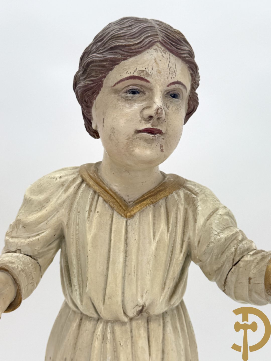 Gepolychromeerd houtgesculpteerd beeld van Jezus die predikt, laat 18e - vroeg 19e