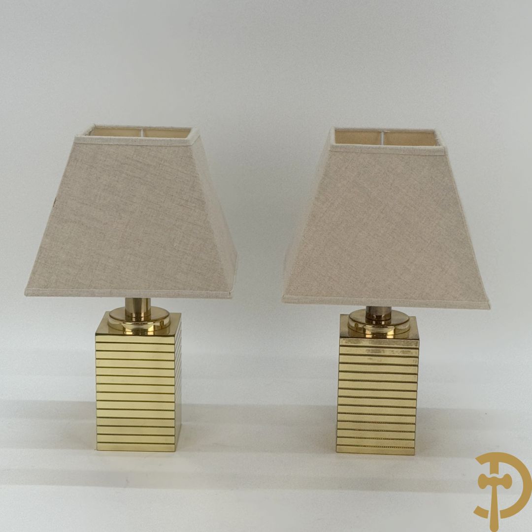 Paar vintage lampadaires op koperen voet
