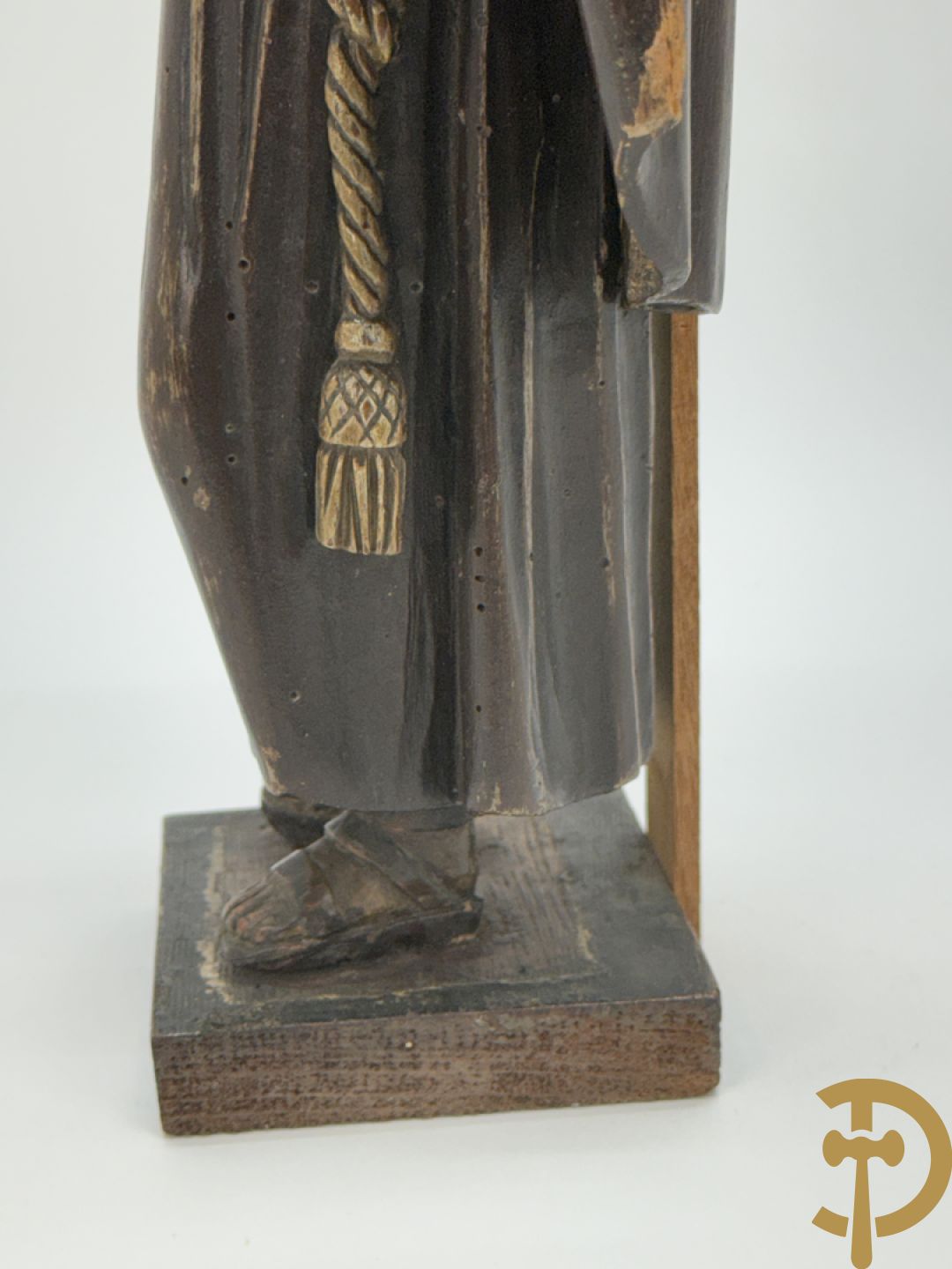 Gepolychromeerde Vlaamse houtsculptuur Sint-Antonius