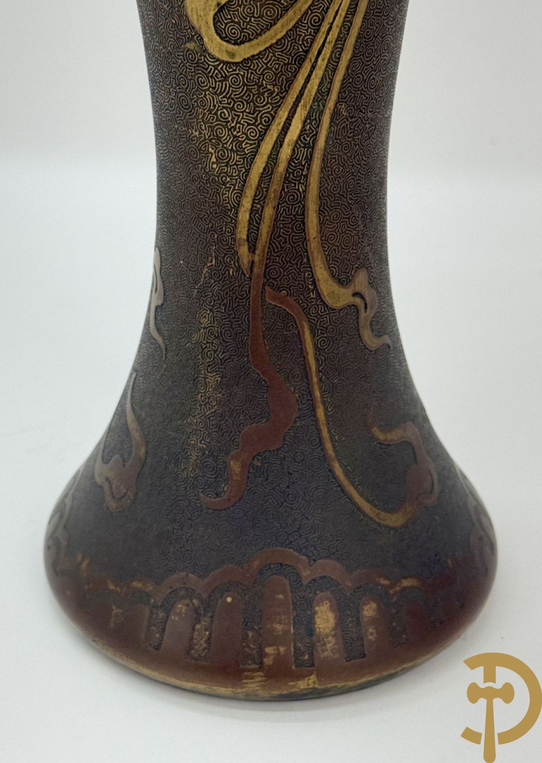 Blauwe kristallen Val-Saint-Lambert, gegalvaniseerd  met kopertechniek, ontwerper Leon Ledru, Art Nouveau rond 1900