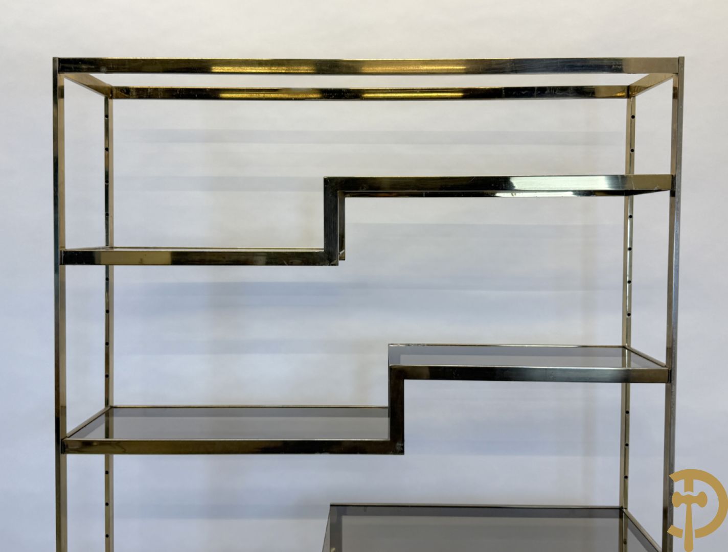 Etagère Belgochrom met fumé glas, jaren 