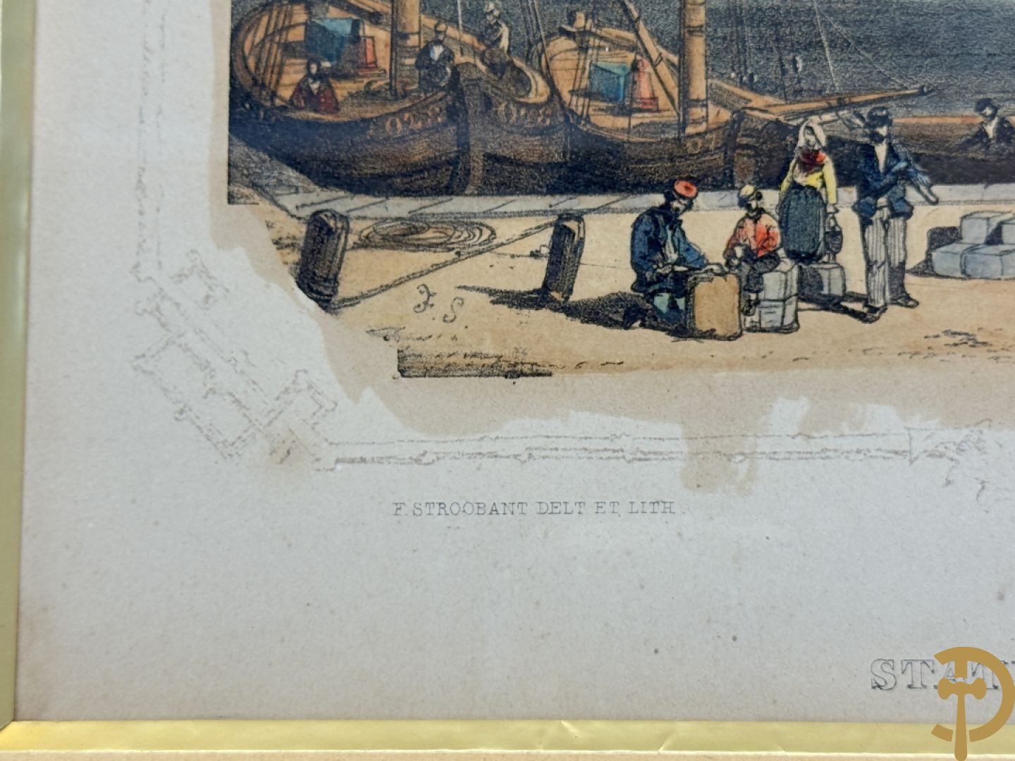 BORREMANS H. (4 stuks) en BUFFA (2 stuks) en CARSE (1 stuk) van - Zeven ingekleurde gravures van Oostende met o.a. Kursaal, vuurtoren, station en pier