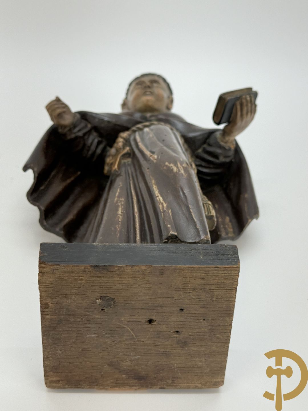 Gepolychromeerde Vlaamse houtsculptuur Sint-Antonius