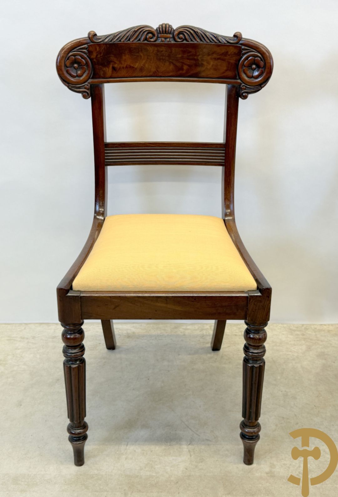 Zes mahoniehouten Charles X stoelen, 19e