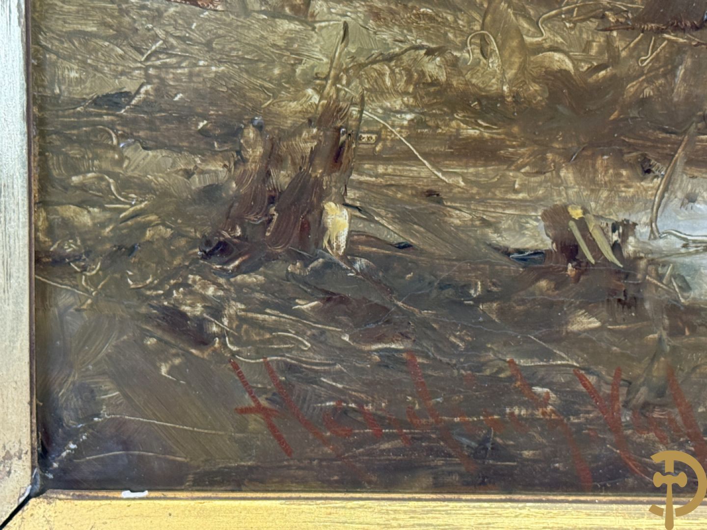 Onleesbaar getekend links onder 