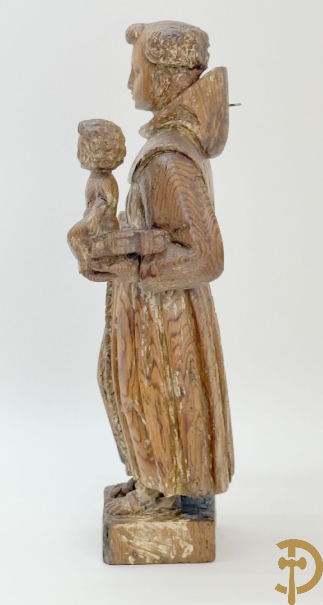Houtsculptuur van een Heilige met kind