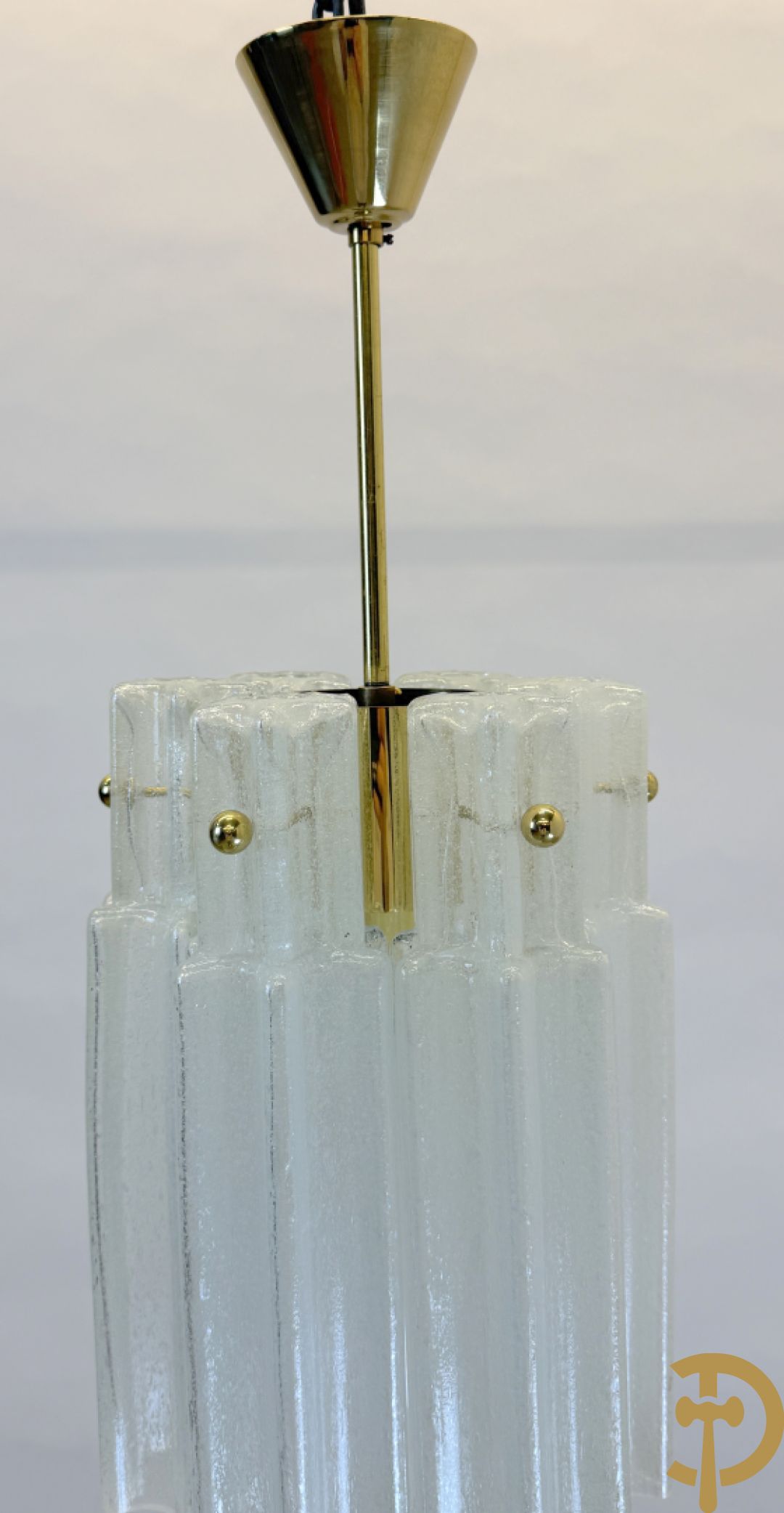 Vintage Murano hall lamp met 6 matglazen hangers